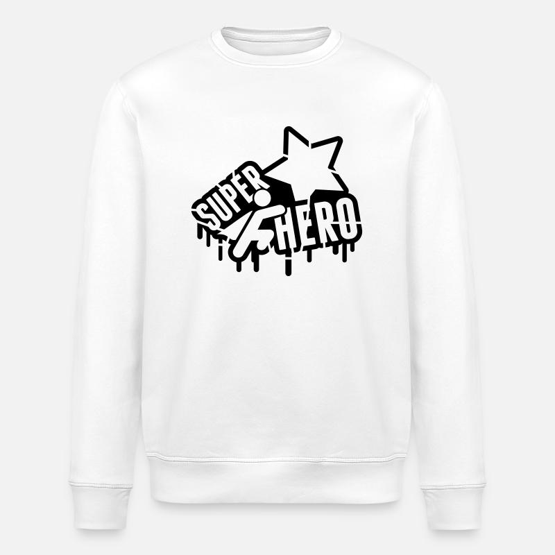 super_hero_grunge_bx1 - Stanley/Stella ROLLER Unisex Organic Sweatshirt - white