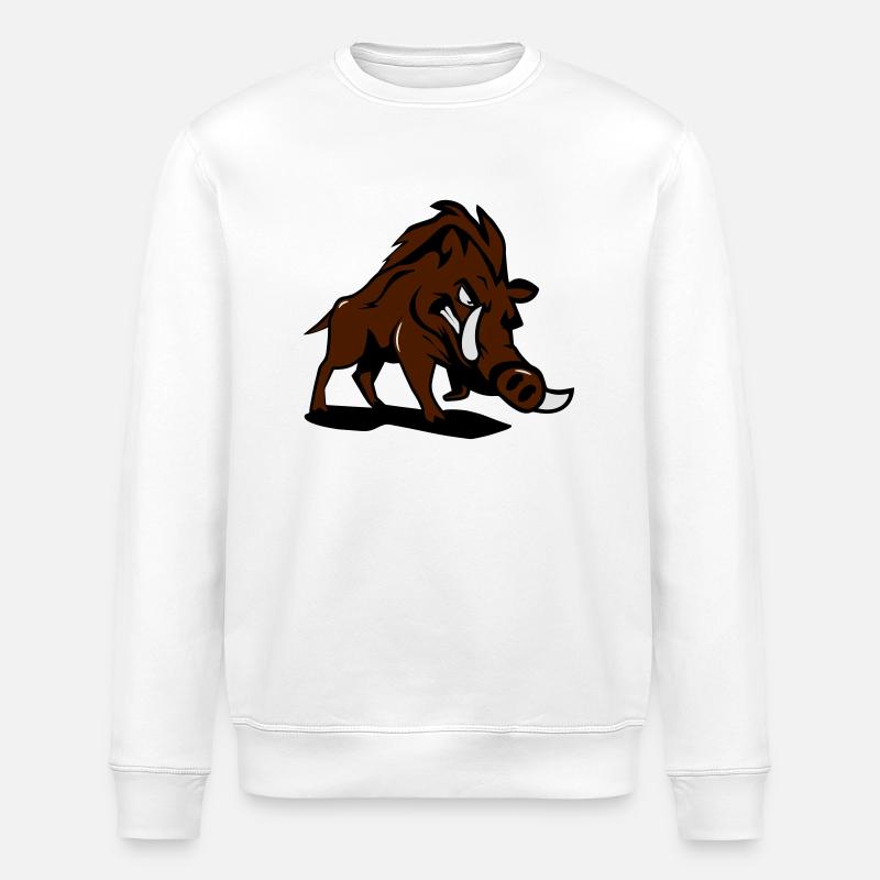 Wild boar dangerous - Stanley/Stella ROLLER Unisex Organic Sweatshirt - white