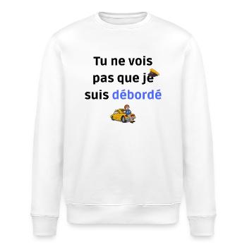 Tu ne vois pas que je suis débordé - Sweat bio ROLLER Stanley/Stella Unisexe - blanc - Devant - Nik (191cm)