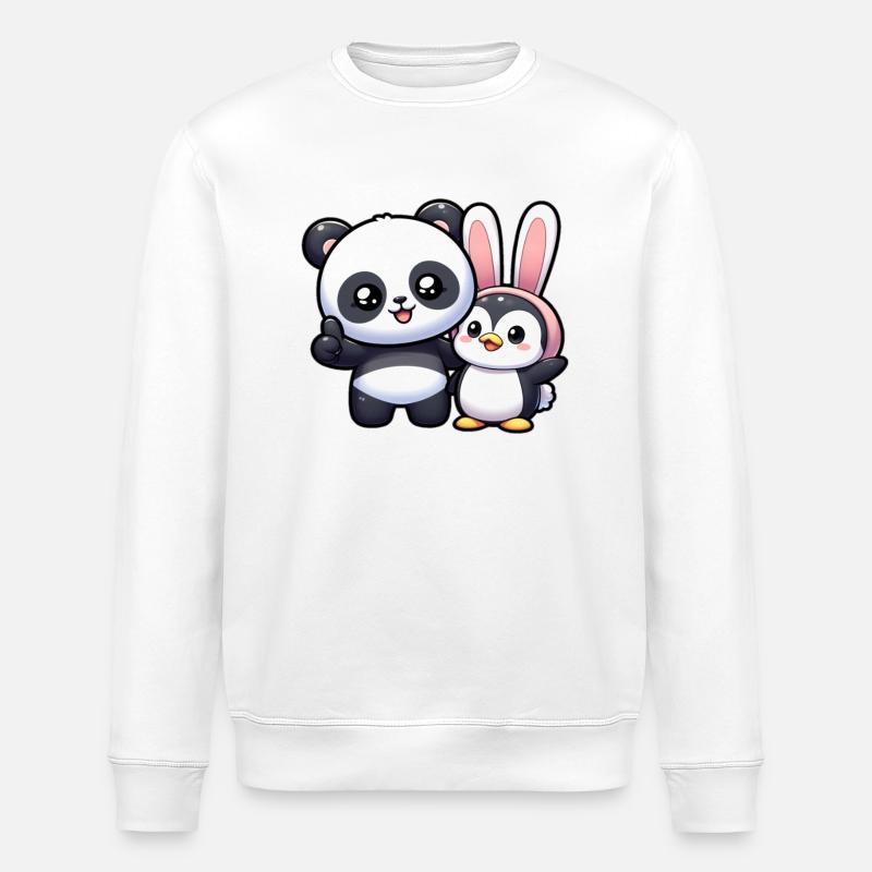 Panda und Pinguin - Stanley/Stella Unisex Bio-Sweatshirt ROLLER - Weiß