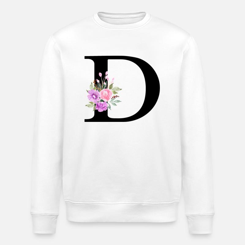 Lila Blumenbuchstabe D - Stanley/Stella Unisex Bio-Sweatshirt ROLLER - Weiß