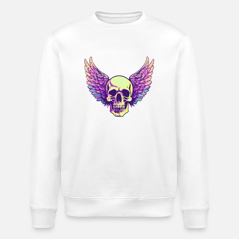 Crâne avec des ailes - Sweat bio ROLLER Stanley/Stella Unisexe - blanc