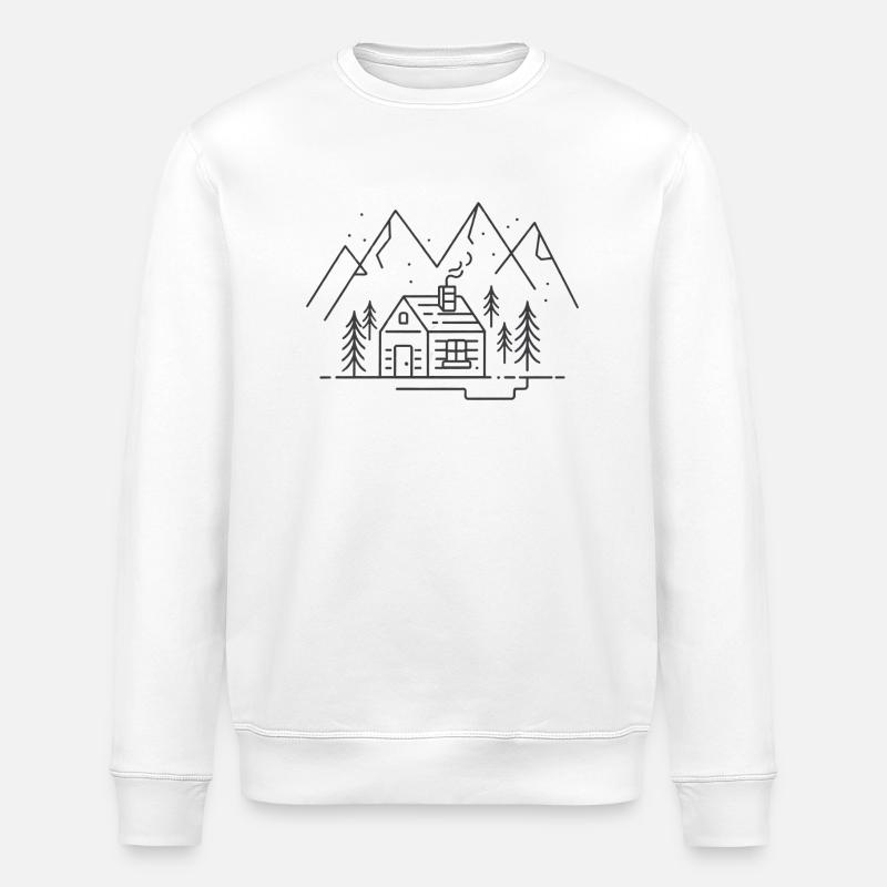 Berge mit Berghütte - Stanley/Stella Unisex Bio-Sweatshirt ROLLER - Weiß