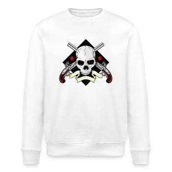 Skull mit Waffen - Stanley/Stella Unisex Bio-Sweatshirt ROLLER - Weiß - Vorne - Nik (191cm)