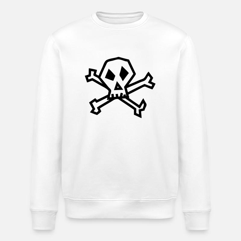 Crâne - Skull - Sweat bio ROLLER Stanley/Stella Unisexe - blanc