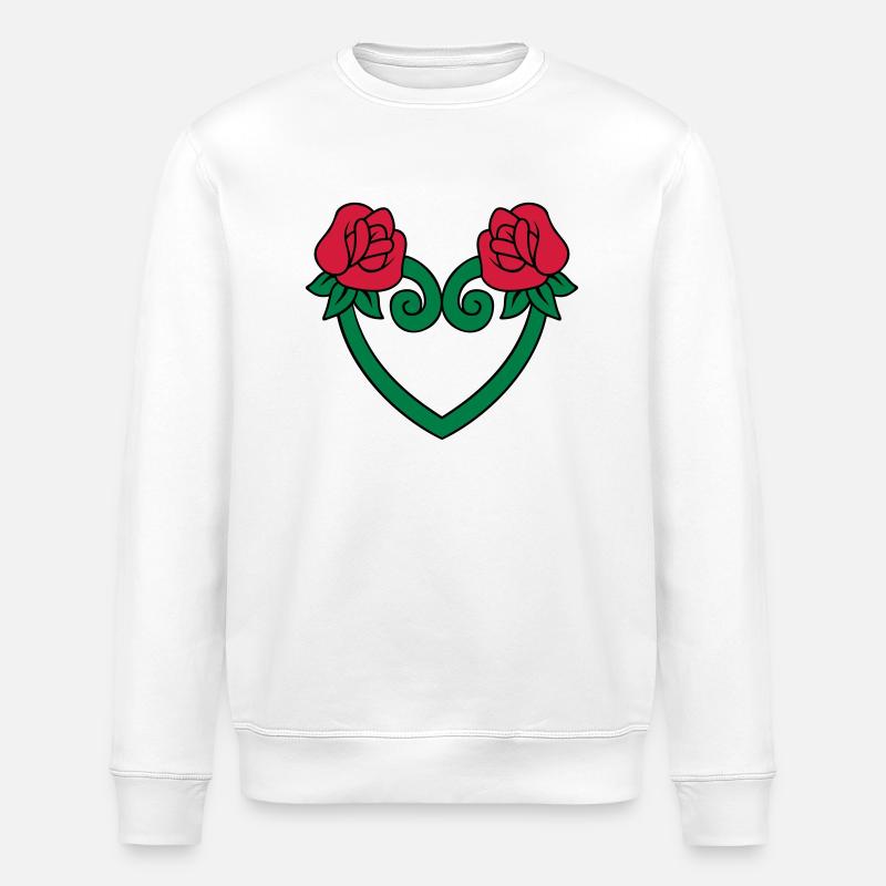 Rose Blumen-Herz 3c - Stanley/Stella Unisex Bio-Sweatshirt ROLLER - Weiß