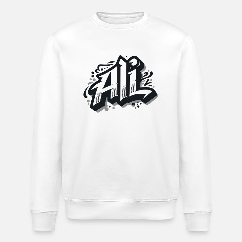 Ali Nom Prénom Graffiti - Sweat bio ROLLER Stanley/Stella Unisexe - blanc