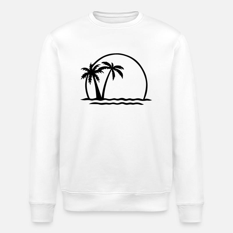 Palm Tree Shirt - Stanley/Stella ROLLER Unisex Organic Sweatshirt - white
