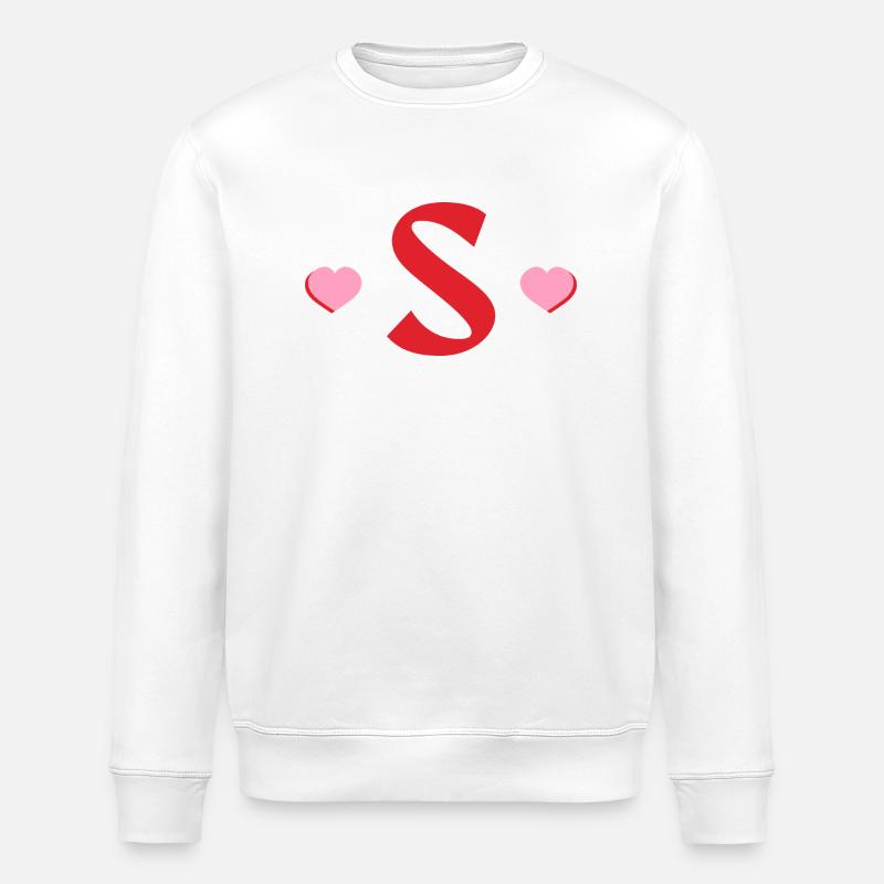 Buchstaben s rote Herzen - Stanley/Stella Unisex Bio-Sweatshirt ROLLER - Weiß