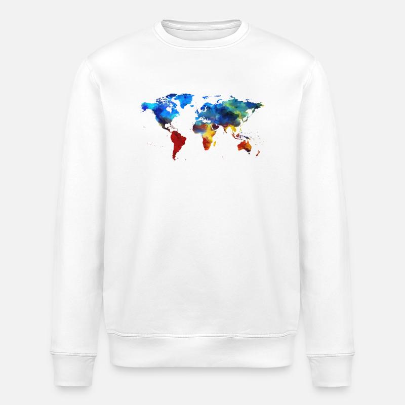 Carte du monde - Sweat bio ROLLER Stanley/Stella Unisexe - blanc