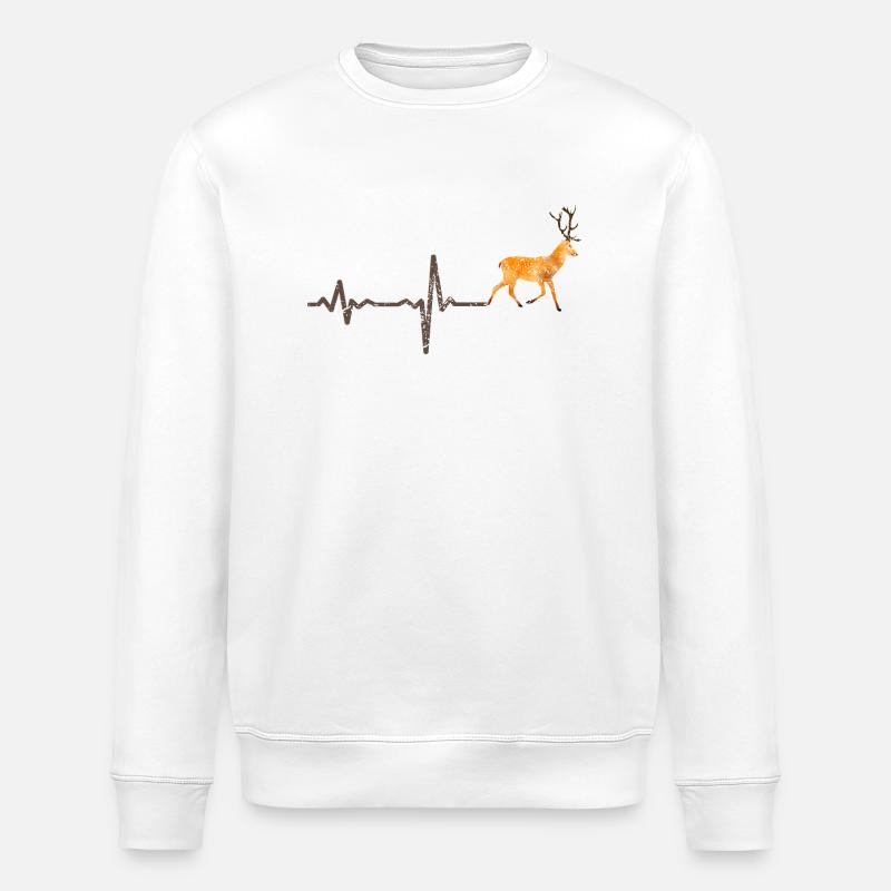 Heartbeat Hirsch farbig - Geschenk - Stanley/Stella Unisex Bio-Sweatshirt ROLLER - Weiß