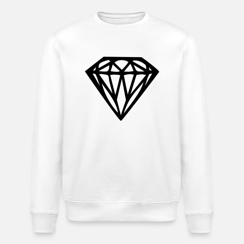 diamond - diamant - Stanley/Stella ROLLER Unisex Organic Sweatshirt - white