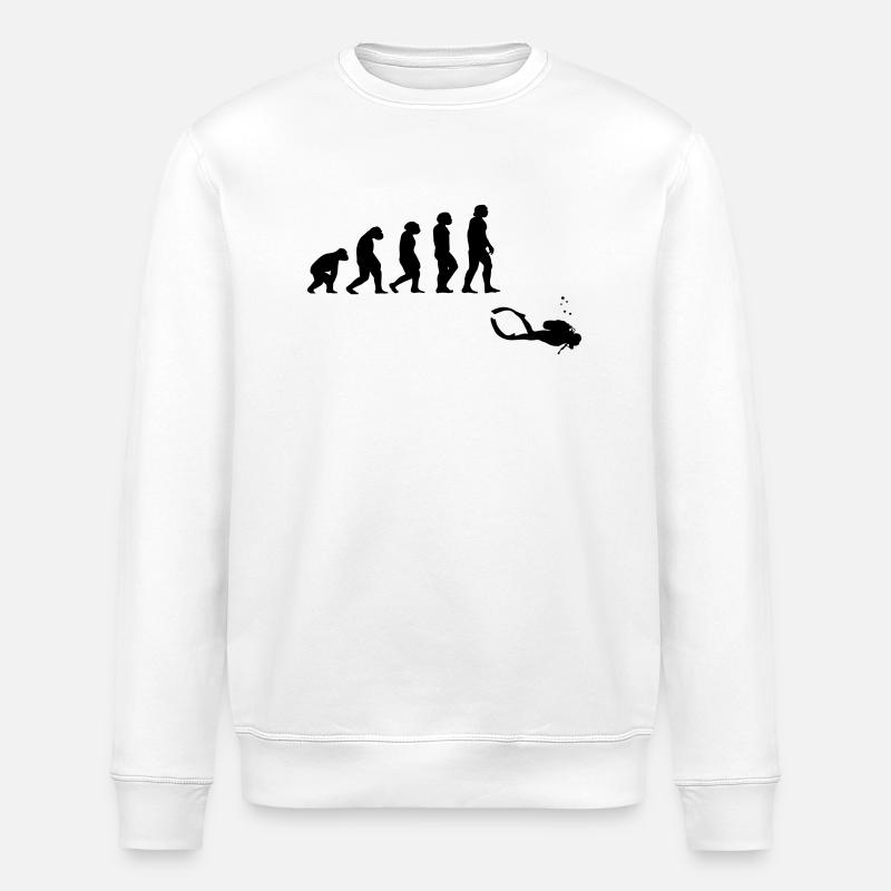 Evolution diving with a device - Stanley/Stella ROLLER Unisex Organic Sweatshirt - white