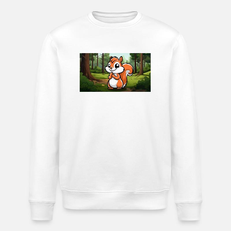Niedliches Eichhörnchen im Wald - Stanley/Stella Unisex Bio-Sweatshirt ROLLER - Weiß