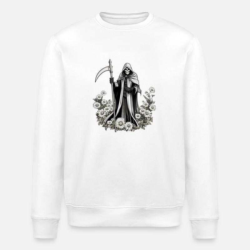 Sensenmann Blumen Illustration - Stanley/Stella Unisex Bio-Sweatshirt ROLLER - Weiß