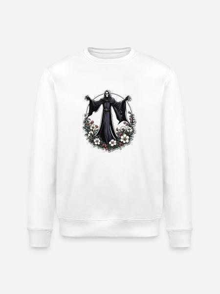 Sensenmann Blumen Illustration - Stanley/Stella Unisex Bio-Sweatshirt ROLLER - Weiß