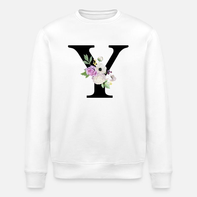 Lila Blumenbuchstabe y - Stanley/Stella Unisex Bio-Sweatshirt ROLLER - Weiß