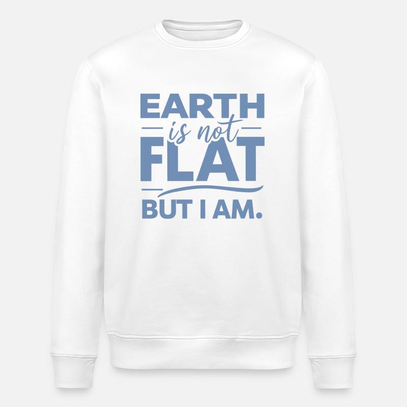 Satire Flat Earth Ironic Jokes - Stanley/Stella ROLLER Unisex Organic Sweatshirt - white