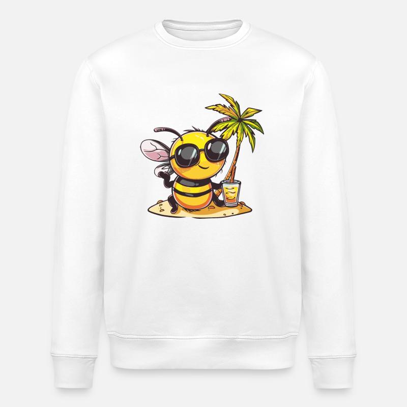 Bee Summer Beach Vacation - Stanley/Stella ROLLER Unisex Organic Sweatshirt - white