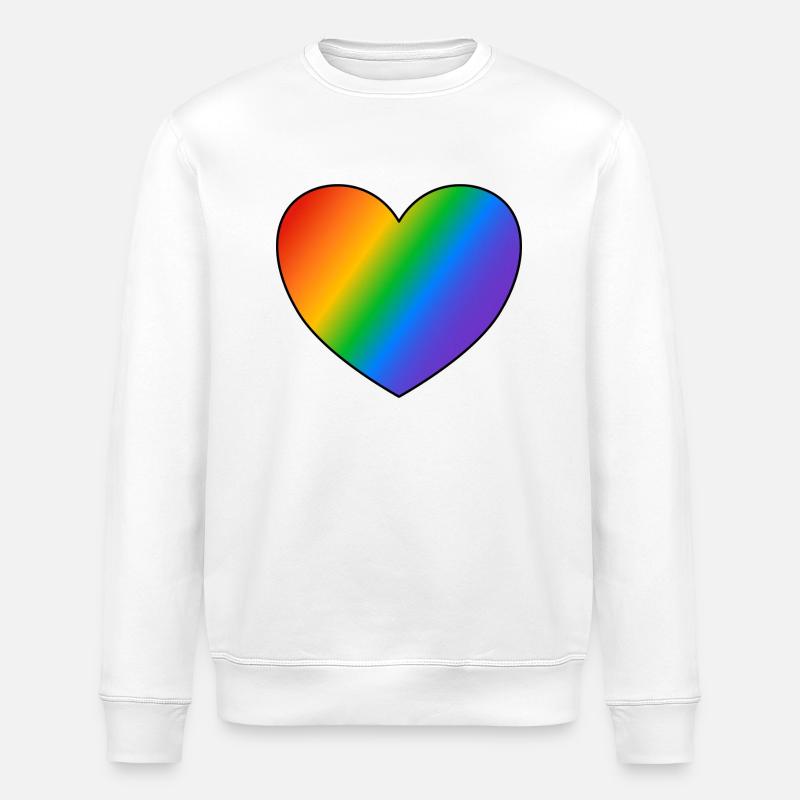 Regenbogen Herz Pride Flagge - Stanley/Stella Unisex Bio-Sweatshirt ROLLER - Weiß