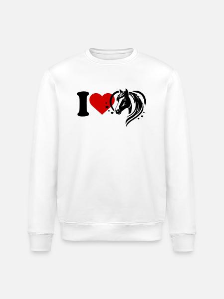 I love horses - Stanley/Stella ROLLER Unisex Organic Sweatshirt - white