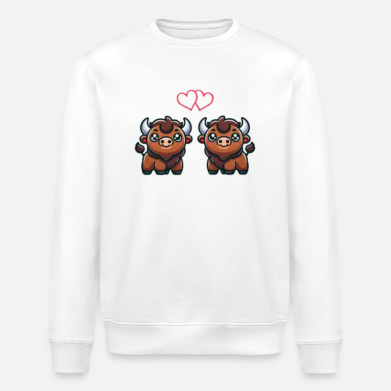 Bison Comic Love - Stanley/Stella ROLLER Unisex Organic Sweatshirt - white