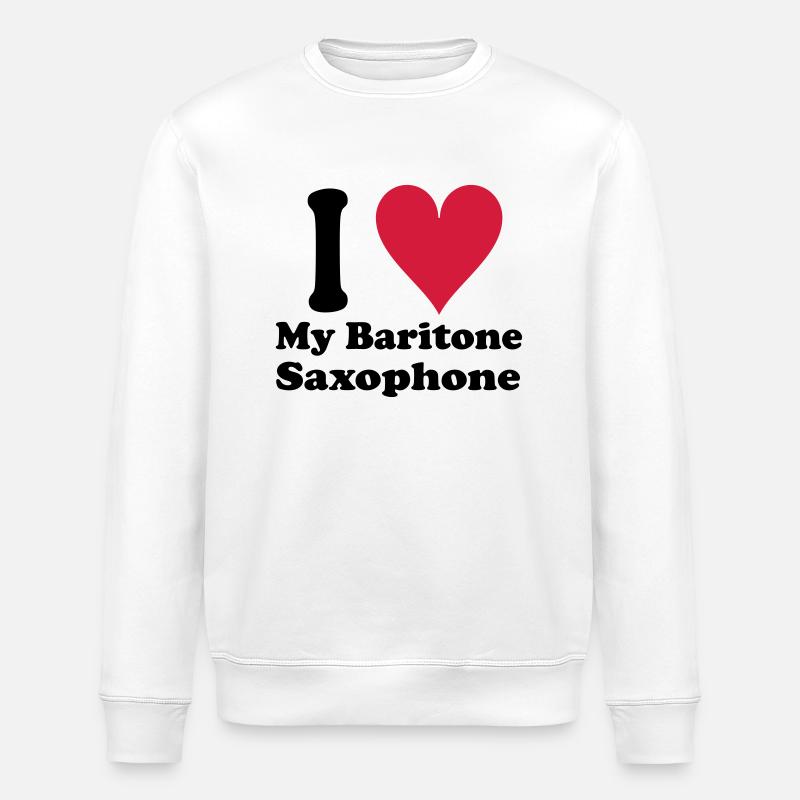 I Love Baritone Saxophone - Stanley/Stella ROLLER Unisex Organic Sweatshirt - white