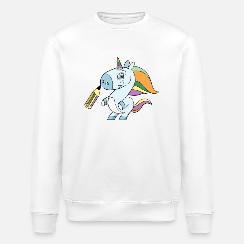 Einhorn Zeichnen - Stanley/Stella Unisex Bio-Sweatshirt ROLLER - Weiß