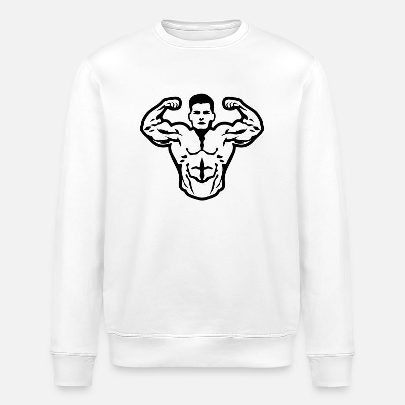 Bodybuilder muscle pose biceps - Stanley/Stella ROLLER Unisex Organic Sweatshirt - white