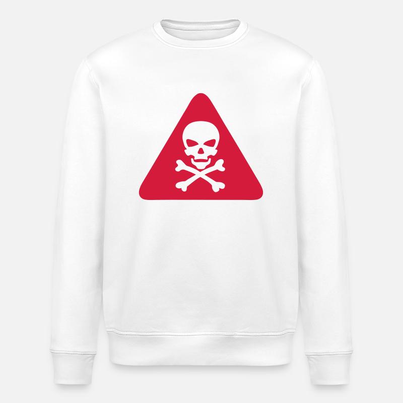 skull danger triangle panel 280) - Stanley/Stella ROLLER Unisex Organic Sweatshirt - white