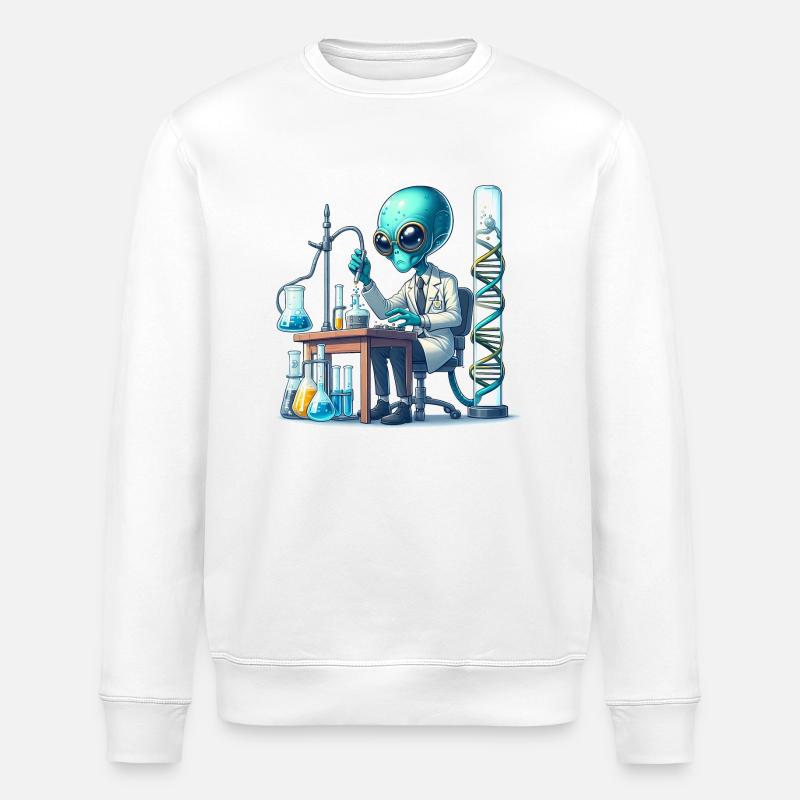 Alien experimenting - Stanley/Stella ROLLER Unisex Organic Sweatshirt - white