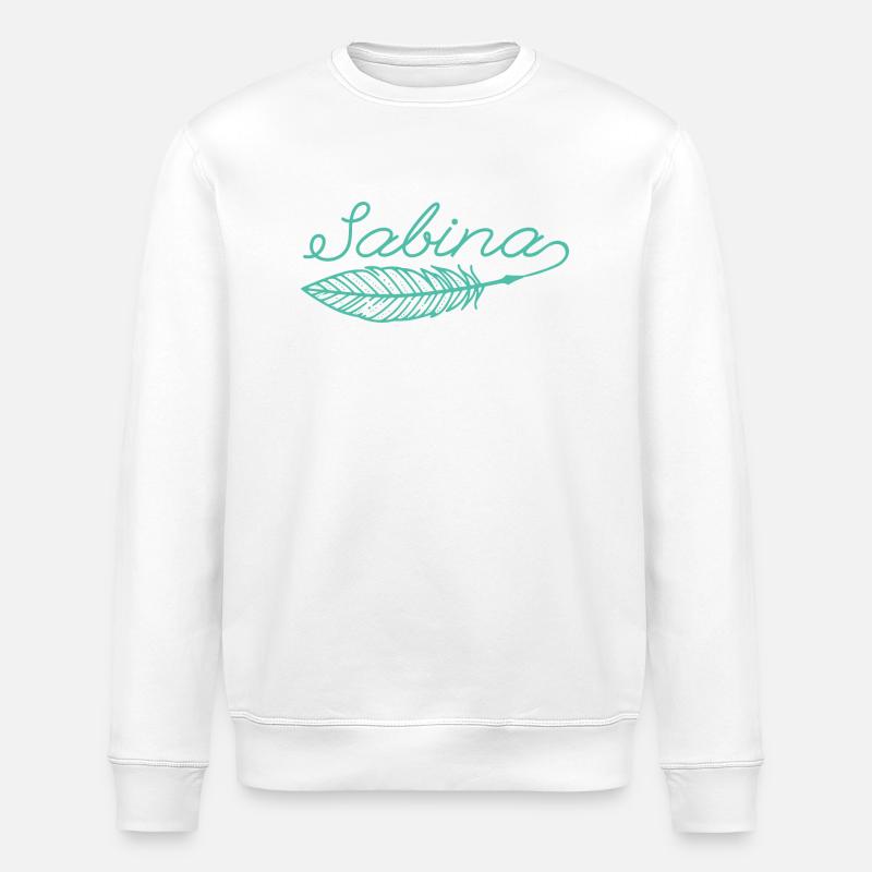 Sabina Name Federschrift - Stanley/Stella Unisex Bio-Sweatshirt ROLLER - Weiß