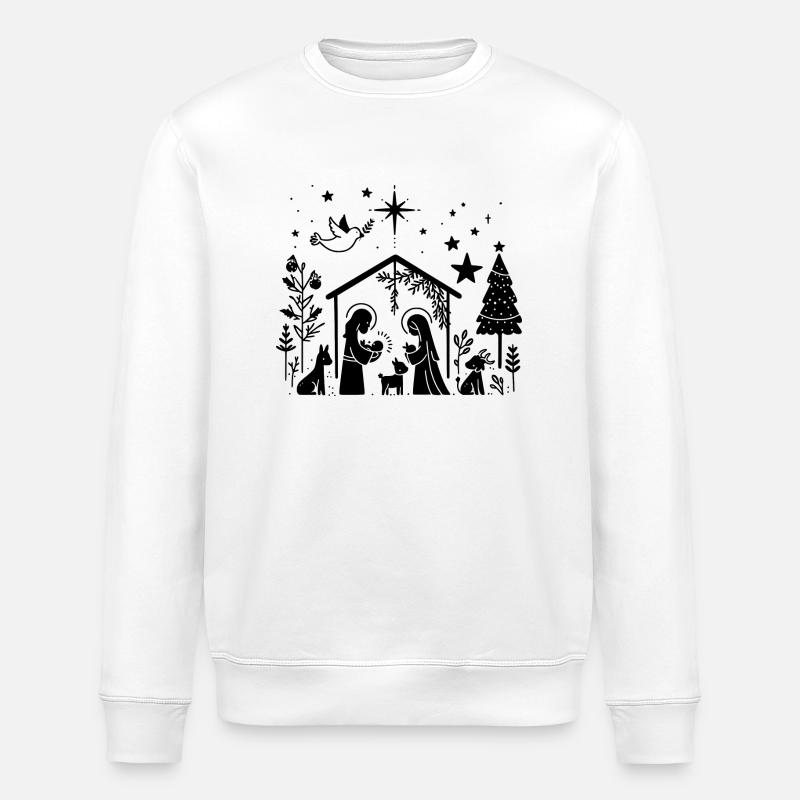 Weihnachtskrippe - Stanley/Stella Unisex Bio-Sweatshirt ROLLER - Weiß