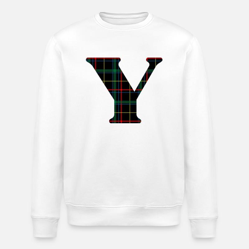 Monogram y Schottischer Tartan - Stanley/Stella Unisex Bio-Sweatshirt ROLLER - Weiß