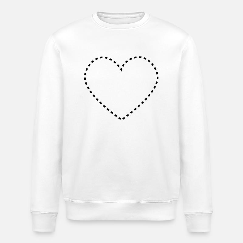 dashed_heart_1c - Stanley/Stella ROLLER Unisex Organic Sweatshirt - white