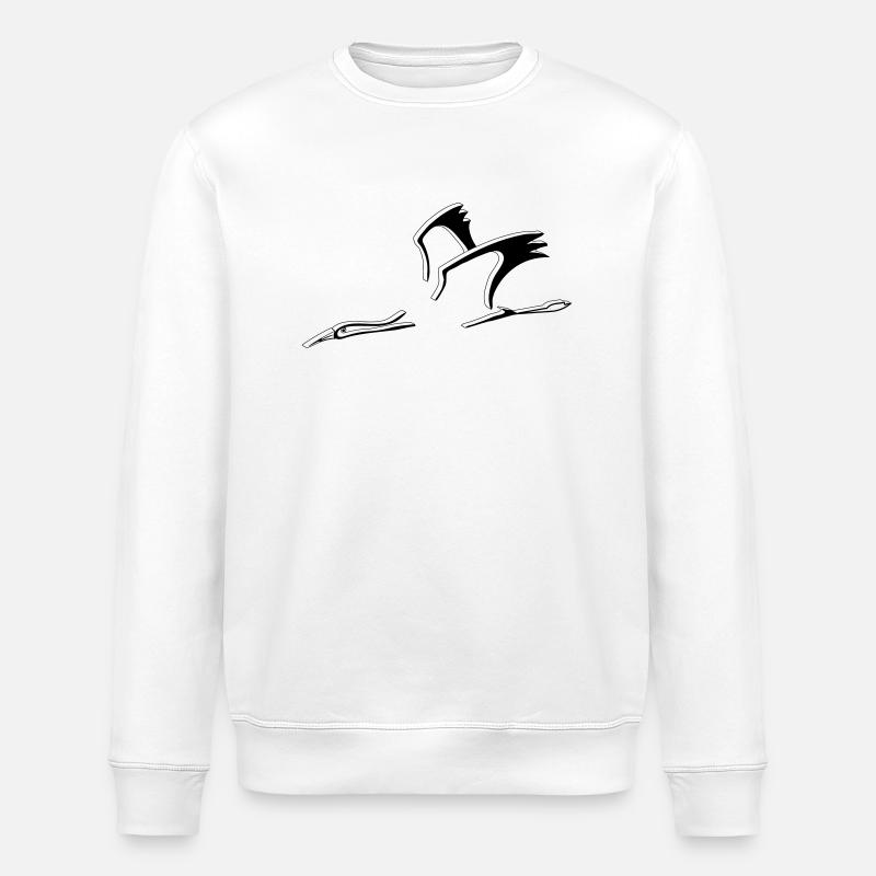 Stork flying 3D - Stanley/Stella ROLLER Unisex Organic Sweatshirt - white