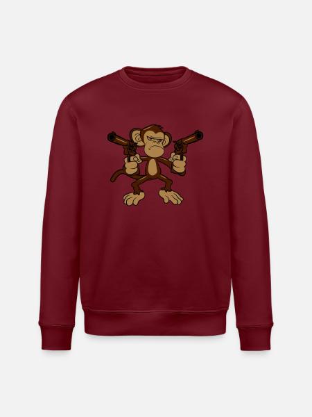 monkey pistols weapons - Stanley/Stella ROLLER Unisex Organic Sweatshirt - white