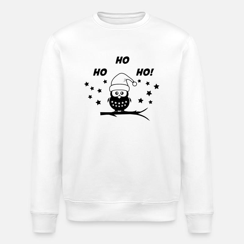 eule weihnachten santa - Stanley/Stella Unisex Bio-Sweatshirt ROLLER - Weiß
