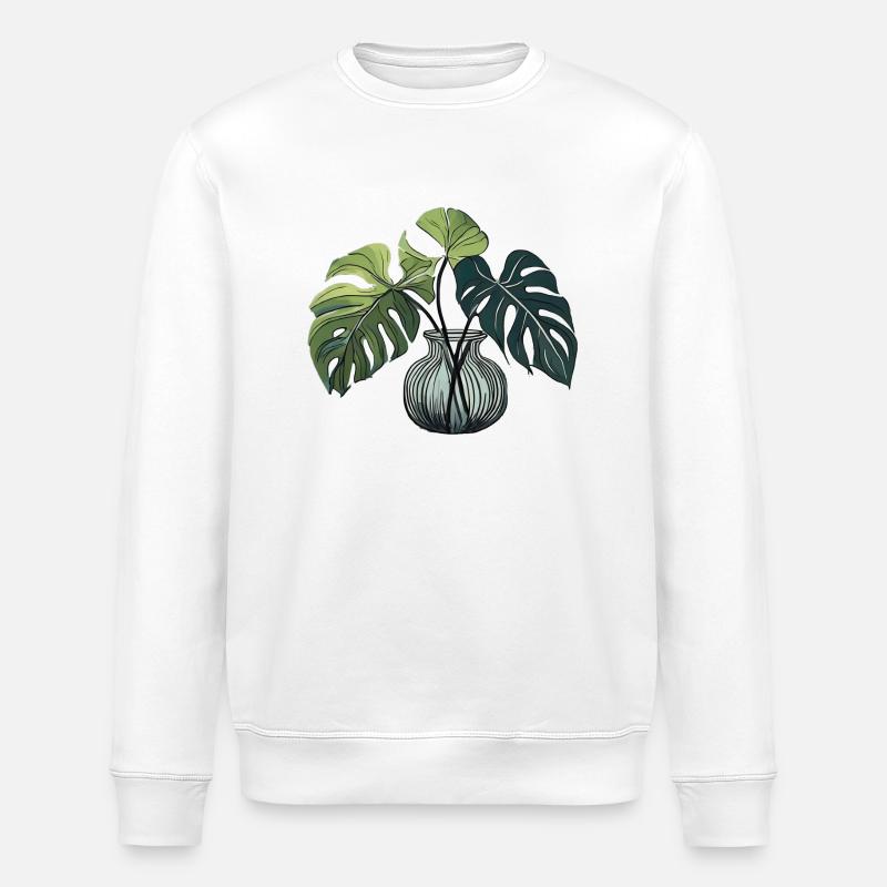 Monstera Pflanze Pflanzenliebe - Stanley/Stella Unisex Bio-Sweatshirt ROLLER - Weiß