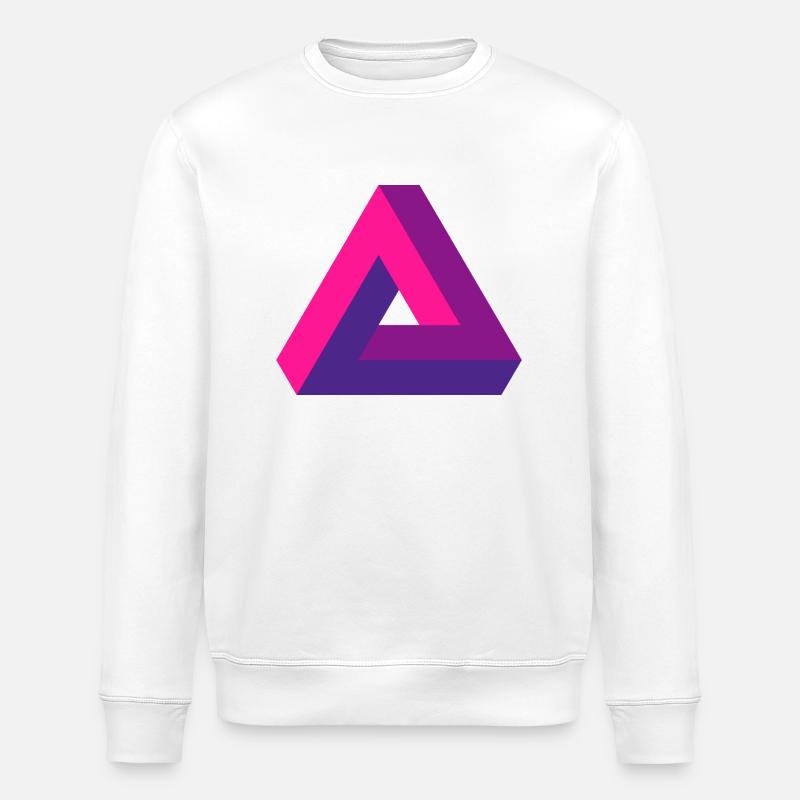Mind-Bending Perspective: Impossible 3D Triangle - Stanley/Stella ROLLER Unisex Organic Sweatshirt - white