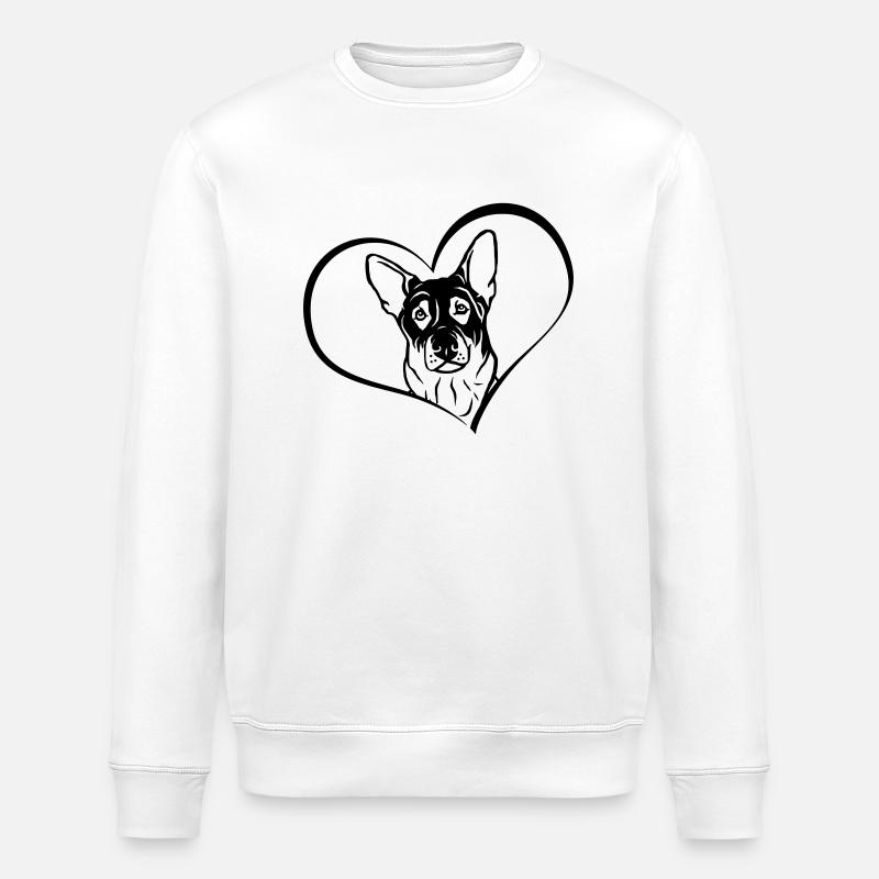 Schäferhund im Herz - Stanley/Stella Unisex Bio-Sweatshirt ROLLER - Weiß