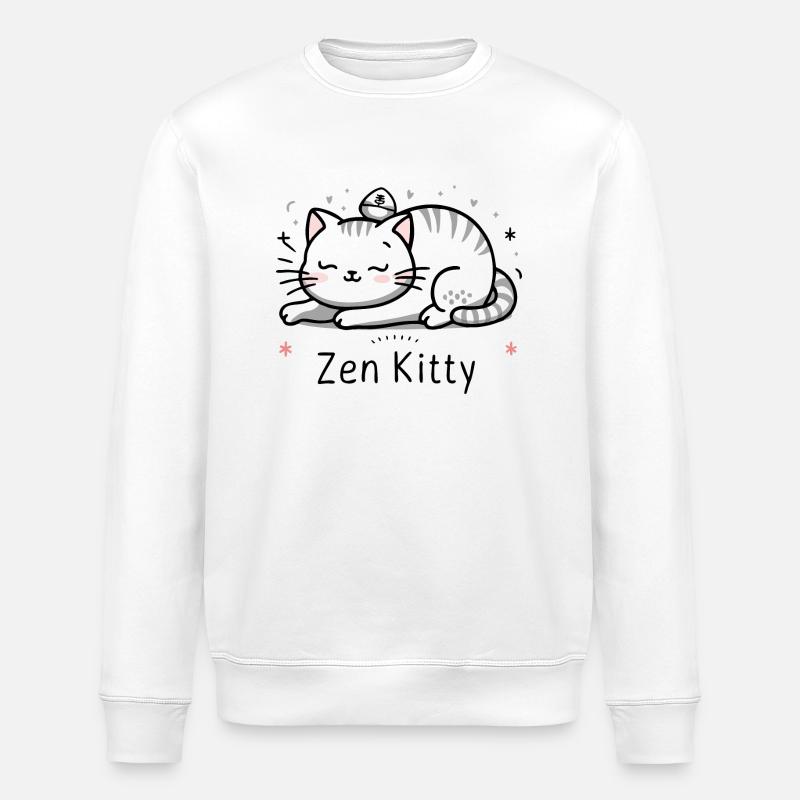 Zen kitty - Stanley/Stella ROLLER Unisex Organic Sweatshirt - white