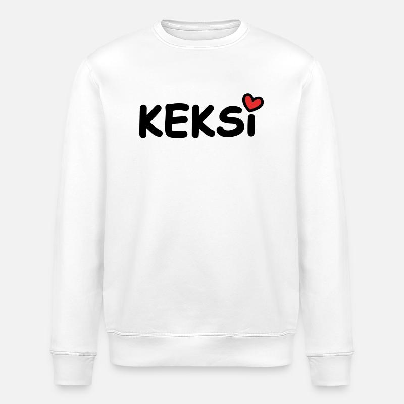 Keksi Pet Name Heart - Stanley/Stella ROLLER Unisex Organic Sweatshirt - white