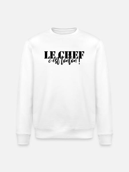 Personalized 🍴 apron The chef is UNCLE! - Stanley/Stella ROLLER Unisex Organic Sweatshirt - white
