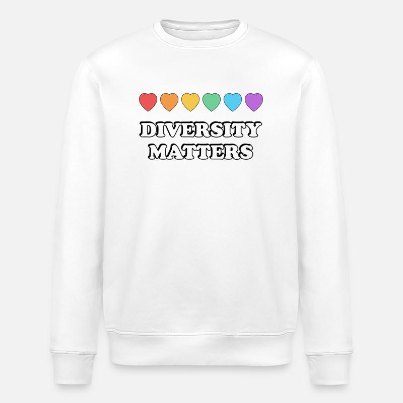 Diversity Matters Rainbow Hearts - Stanley/Stella ROLLER Unisex Organic Sweatshirt - white