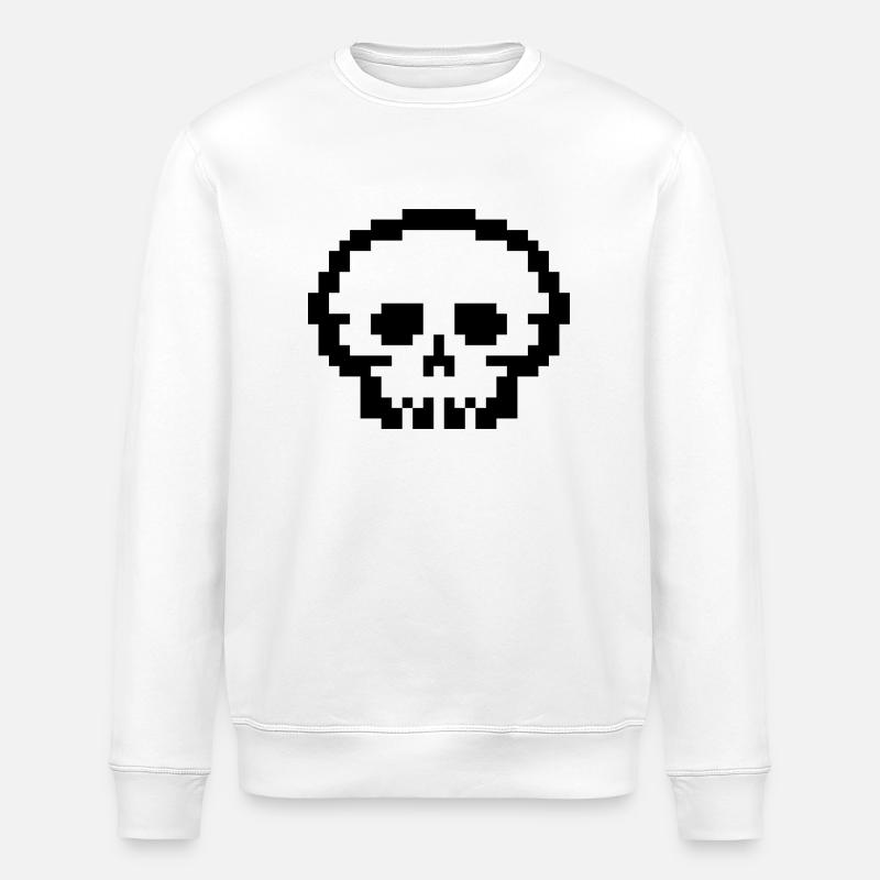 Crâne de pixel - Sweat bio ROLLER Stanley/Stella Unisexe - blanc