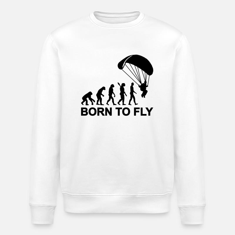 Evolution Parachute jumping - Stanley/Stella ROLLER Unisex Organic Sweatshirt - white