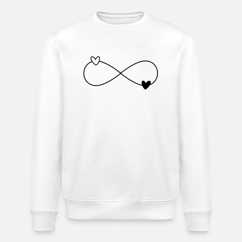 Infinity Hearts Black White - Stanley/Stella ROLLER Unisex Organic Sweatshirt - white