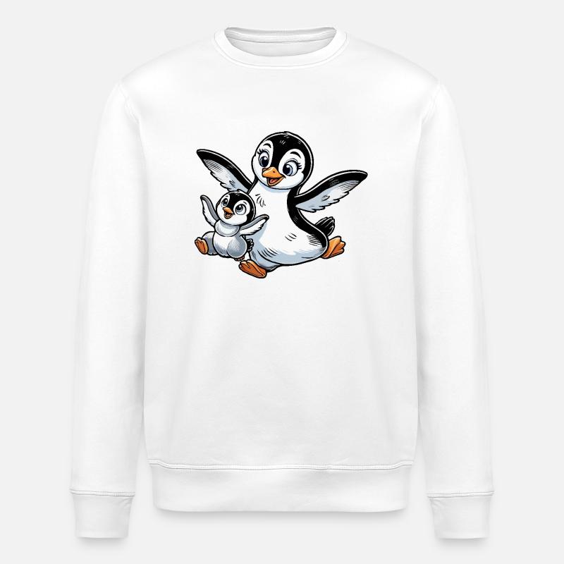 Pinguin-Mutter und Kind beim Herumtollen - Stanley/Stella Unisex Bio-Sweatshirt ROLLER - Weiß