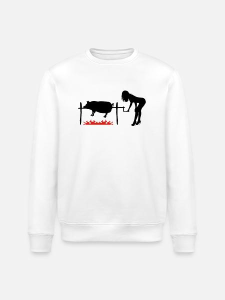 BBQ pork - Stanley/Stella ROLLER Unisex Organic Sweatshirt - white